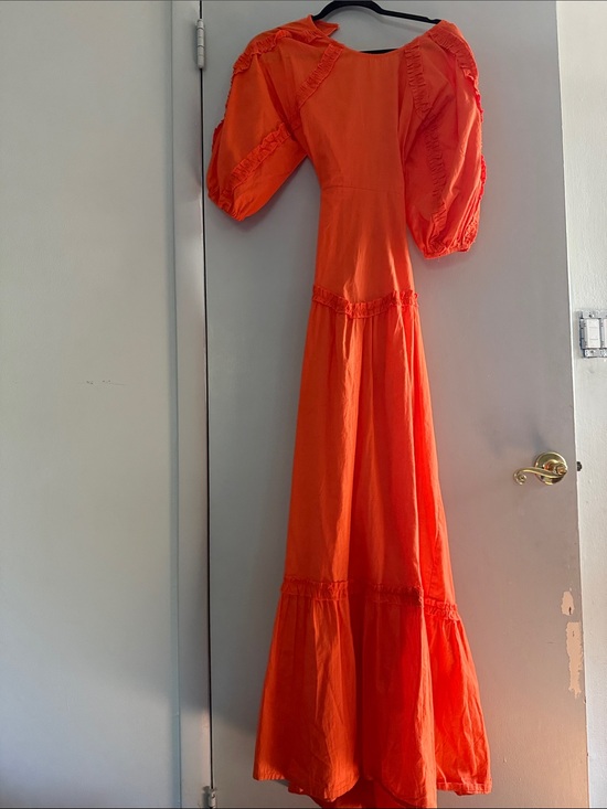 Boohoo Dresses & Skirts - Boohoo Bright Orange Puff-Sleeve Maxi Dress